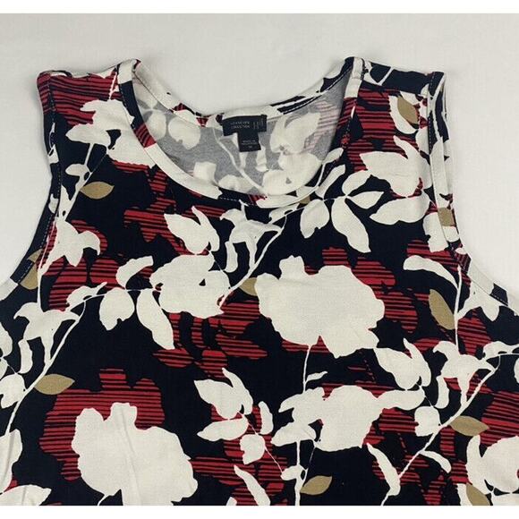 J Jill Wearever Collection Multicolor Red Black Floral Sleeveless Blouse Tank M - Picture 5 of 9
